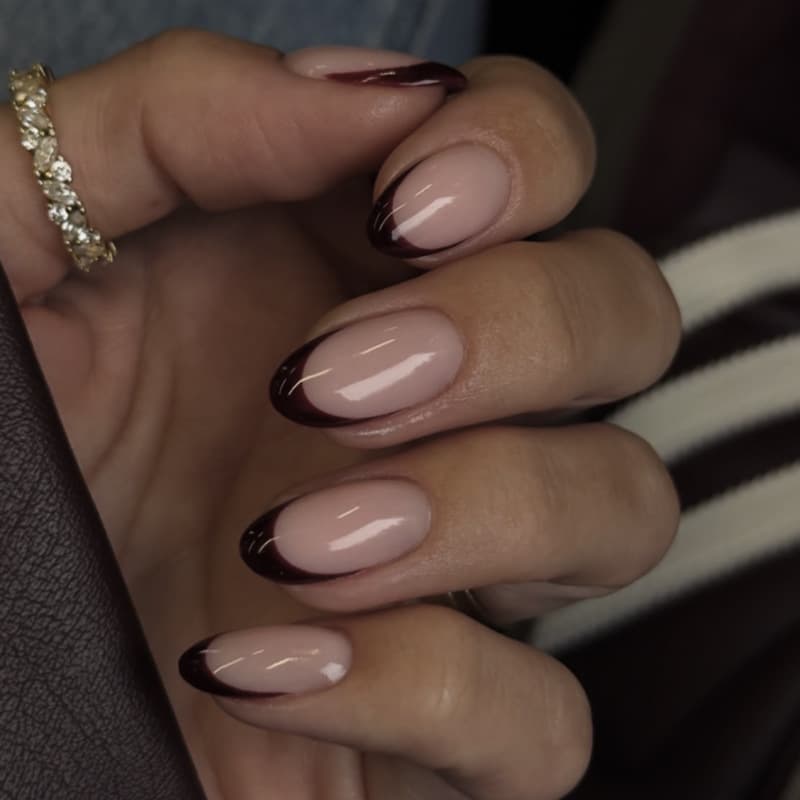 French Wine Red Press On Nails Cross-Border Hot Selling Red Edge False Nail Tips Nails Press On Nail Tips Wholesale