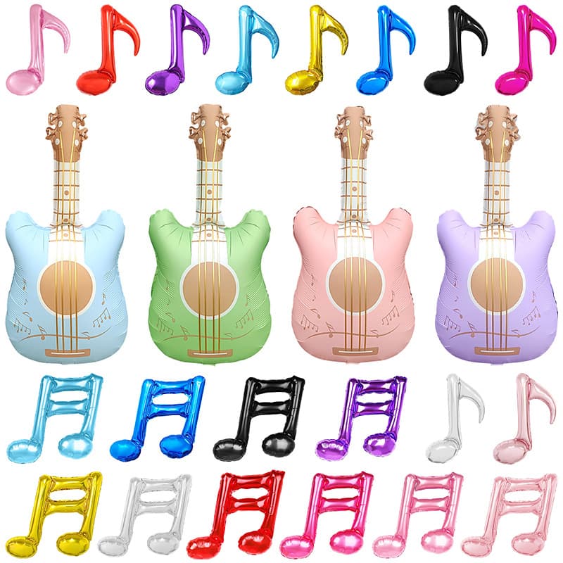 16-Note Double Note Aluminum Film Balloon Music Symbol Instrument Balloon Single Note Score Shape Guitar Decoration Balloon