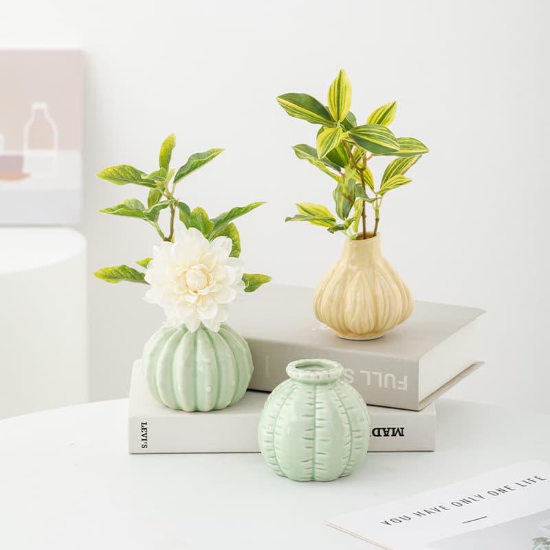 Shumen Colorful Mini Ceramic Vase for Living Room Desktop Hydroponic Green Plants Flower Arrangement Elegant Decorative Ornament