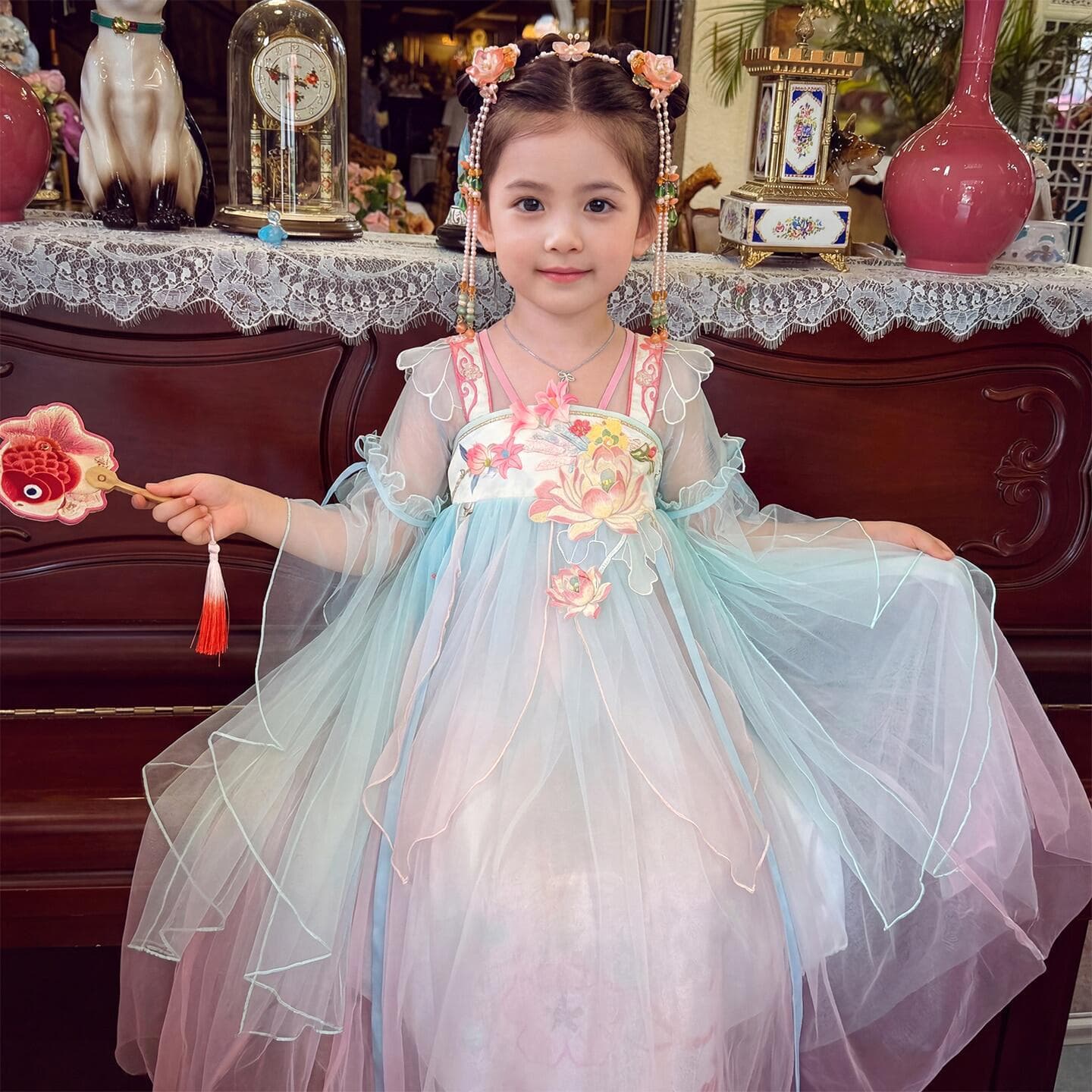 Hanfu Girls Summer 2026 New Style Ancient Costume Dress Chinese Traditional Children Princess Dress 3-8 Years