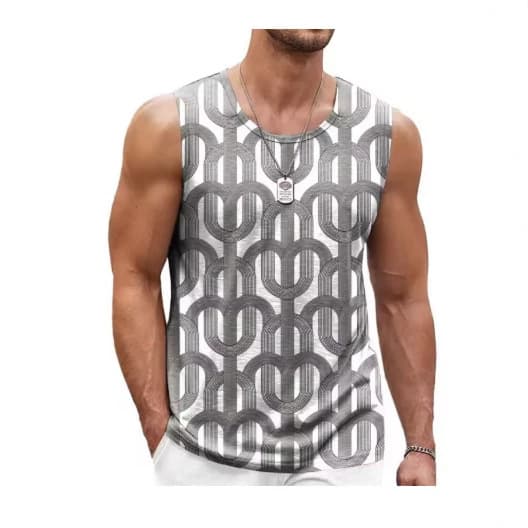 3D printed fun geometric men’s vests, graphic t-shirts, summer casual vests, super