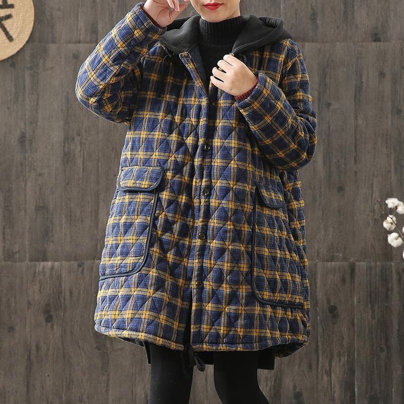 Plus-size women's winter cotton coat, mid-length, autumn/winter, retro style, loose fit, thickened cotton coat, suitable for up to 200 jin (100 catties).