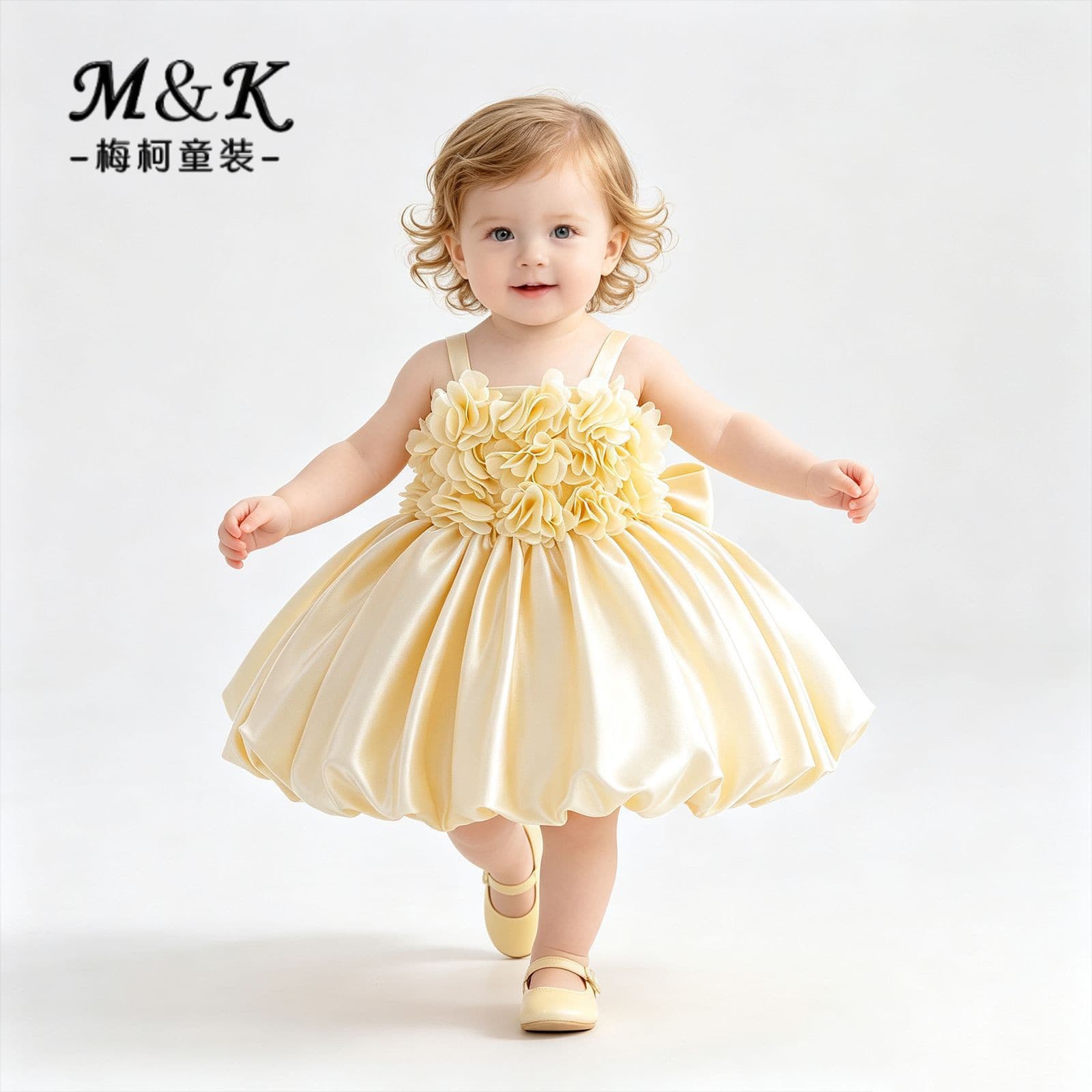 Children's Bubble Skirt Dress Baby Girl 1-Year-Old Gown Princess Strapless Dress Baby Girl Party Dress