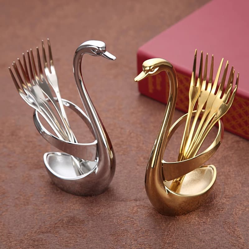 Zinc alloy silver gold Cygnus tableware cage tableware rack hotel ornaments tableware storage rack kitchen tool cross
