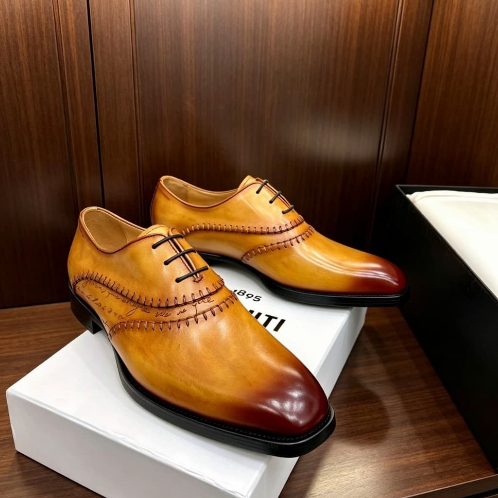 Whole leather shoes men's business formal wear genuine leather handmade British round-toe suit Oxford shoes leather sole groom's wedding shoes