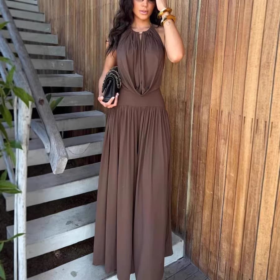 Independent site Amazon European and American cross-border foreign trade new design halter jumpsuit and wide-leg casual pants suit