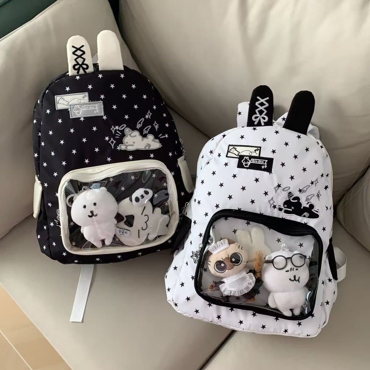 Cartoon Subculture Rabbit Backpack for Women, Cute Star, Smack, Millet Pain Doll Bag, Casual Student Backpack