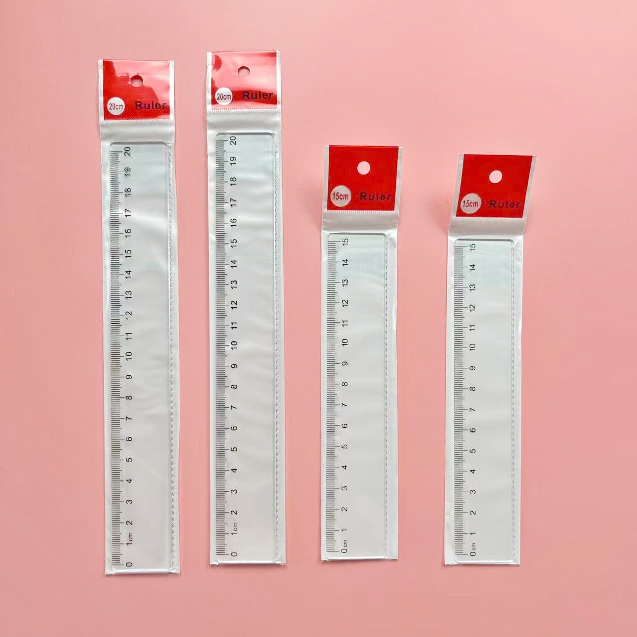 15cm20cm wavy line transparent ruler 15cm ruler stationery student 15cm ruler red head bag