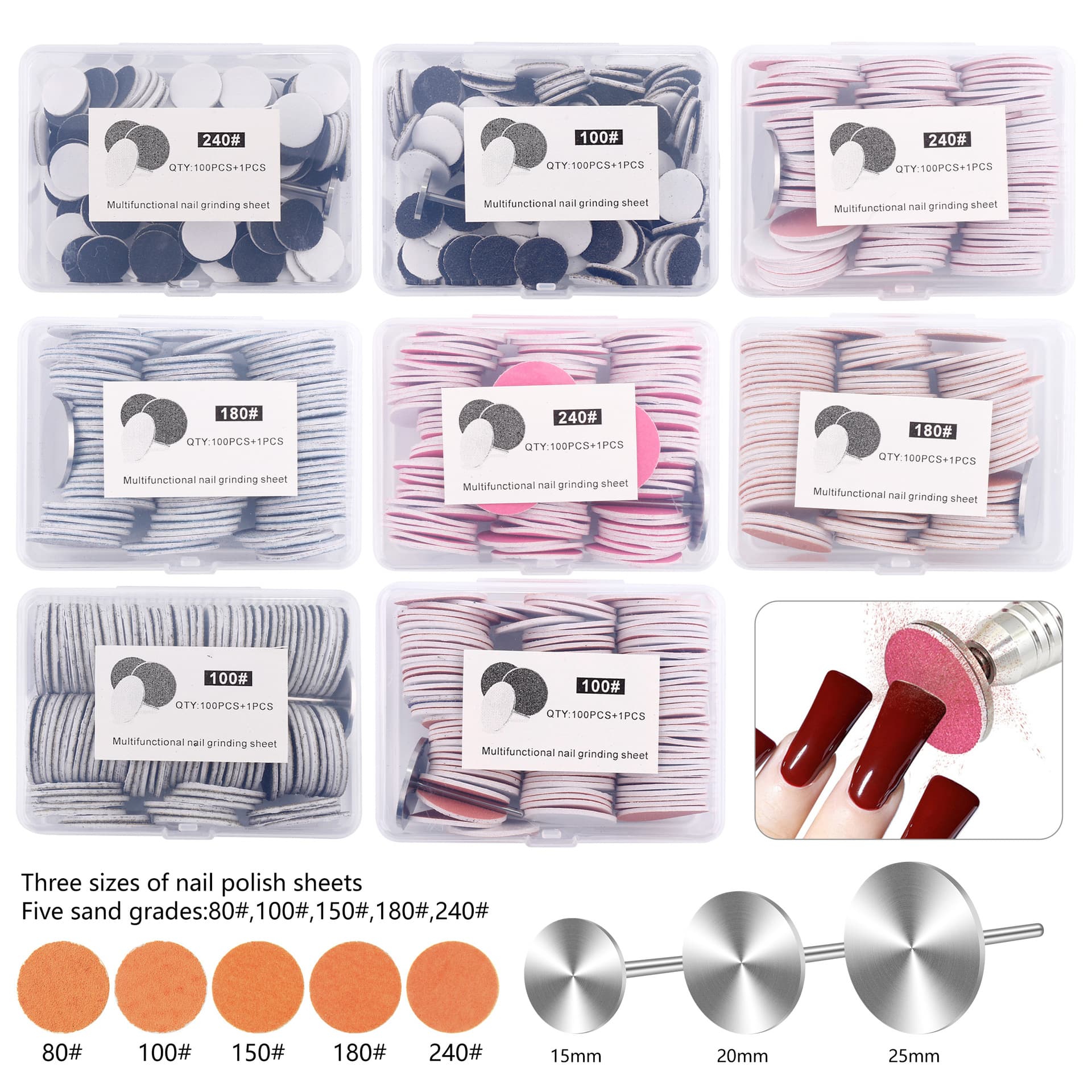 Cross-border Nail Art UFO Disc Sanding Bands for Shaping, Extending, Russian-style Flatting, Foot Care, 100 pcs/box