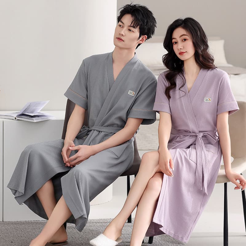 Waffle Robe for Women Summer Pure Cotton Thin Premium Long Robe 2026 New Summer Style Men's Robe