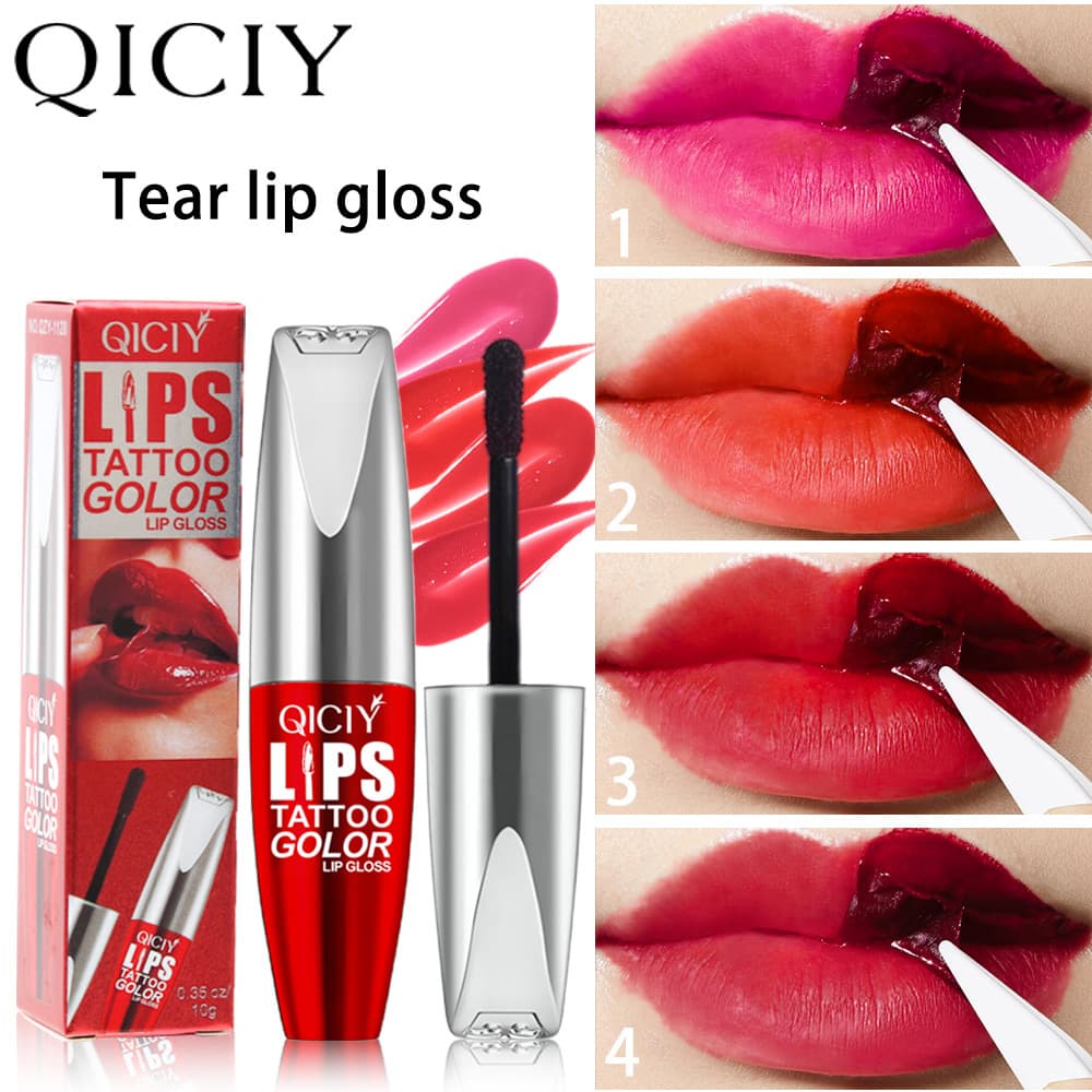 Cross-border supply of QICIY + 4-color peel-off lip gloss, long-lasting peel-off color makeup lipstick, long-lasting makeup lipstick lip glaze