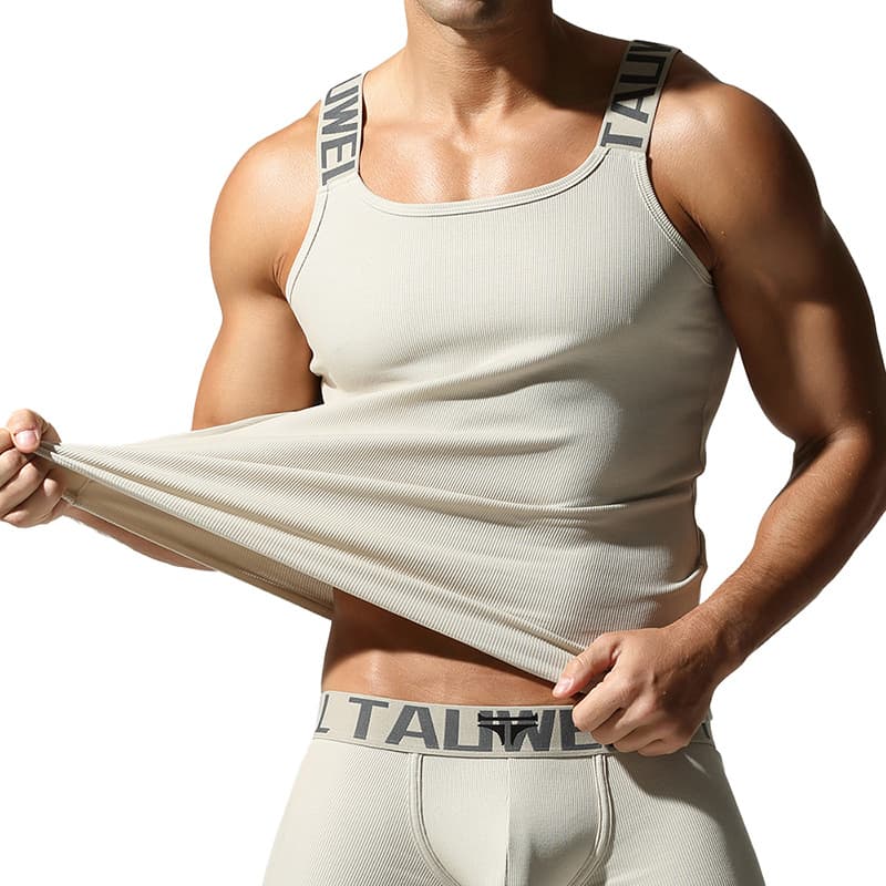 TAUWELL Men's Vest Fashion Slim Tank Top Ribbed Sports Base Layer Fitness Vest