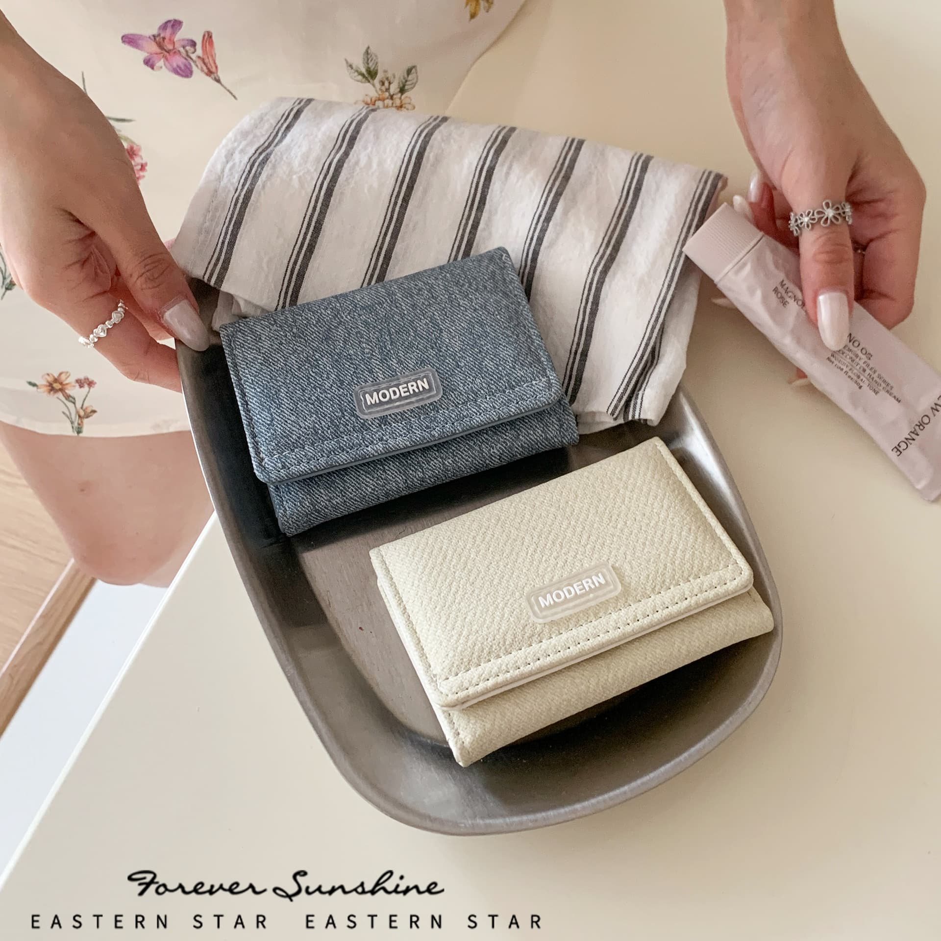 Denim Series ~ Sporty Versatile Short Wallet, Lightweight and Compact Women's Coin Purse with Denim Leather Feel