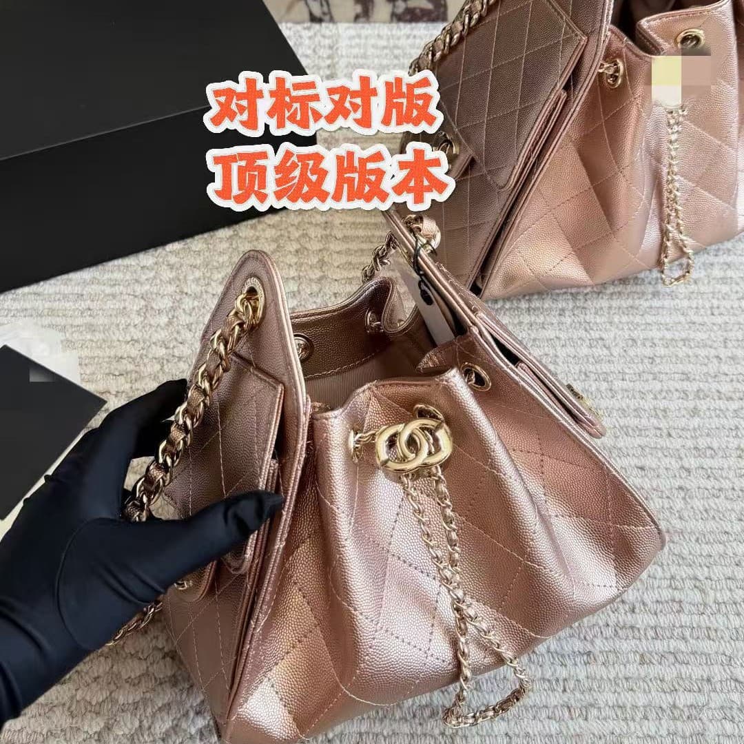 Chanel-Style Hippie Hobo Diamond Quilted Chain Bag, 2025 New Drawstring Bucket Bag, Shoulder and Crossbody Bag for Commute