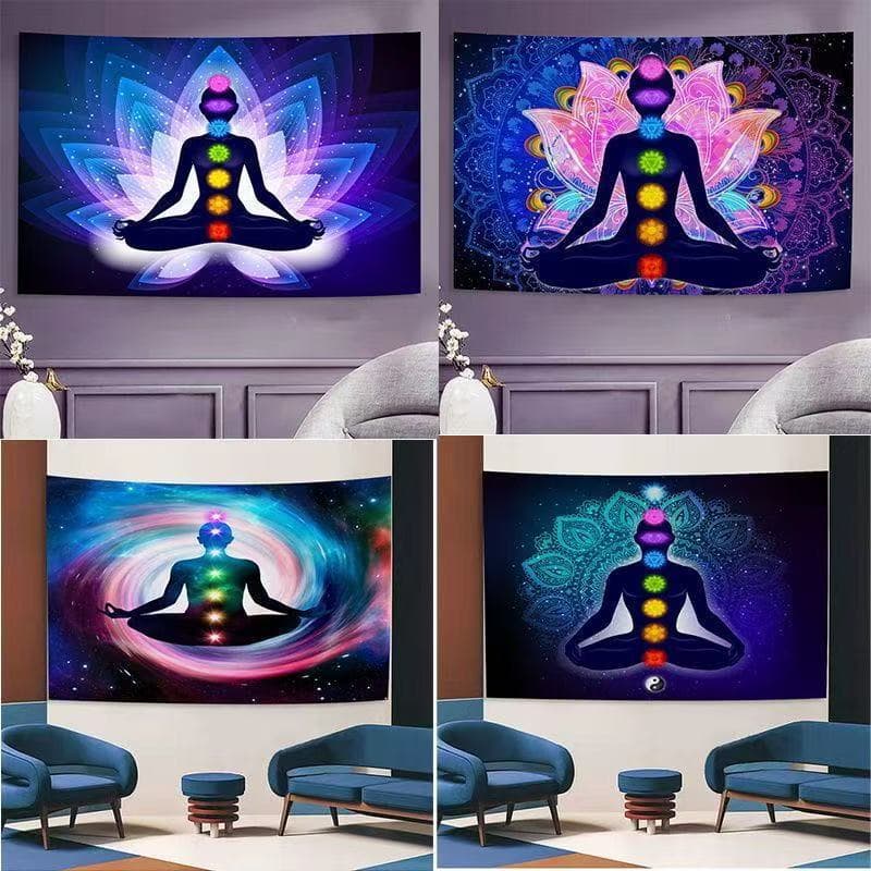 New Cross-border Fluorescent Tapestry Glow Mushroom Wall Cloth Space Home Decor Fabric Skull Hanging Cloth