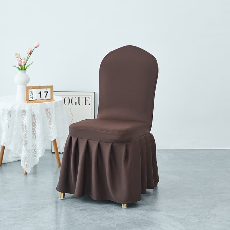 Pleated Skirt Chair Cover Stretch Dining Chair Cover for Hotel Wedding Banquet Stool Cover Full Wrap Chair Back Cover