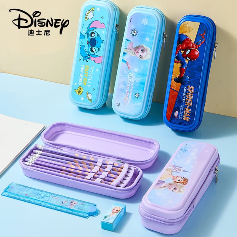 Disney Pencil Case Large Capacity Cartoon Zipper Hard Shell Stationery Bag Stitch Pencil Box
