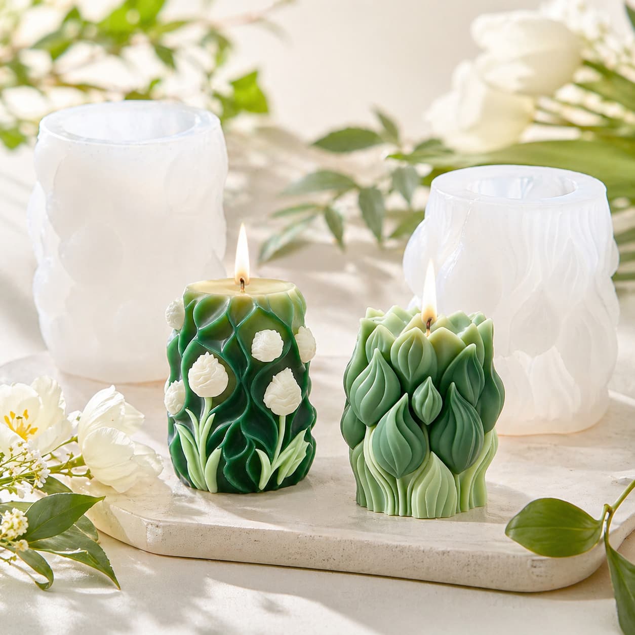 Sanxin Cylindrical Tulip Aromatherapy Candle Mold DIY Flower Decorative Candle Diffuser Handmade Ornament Cross-border