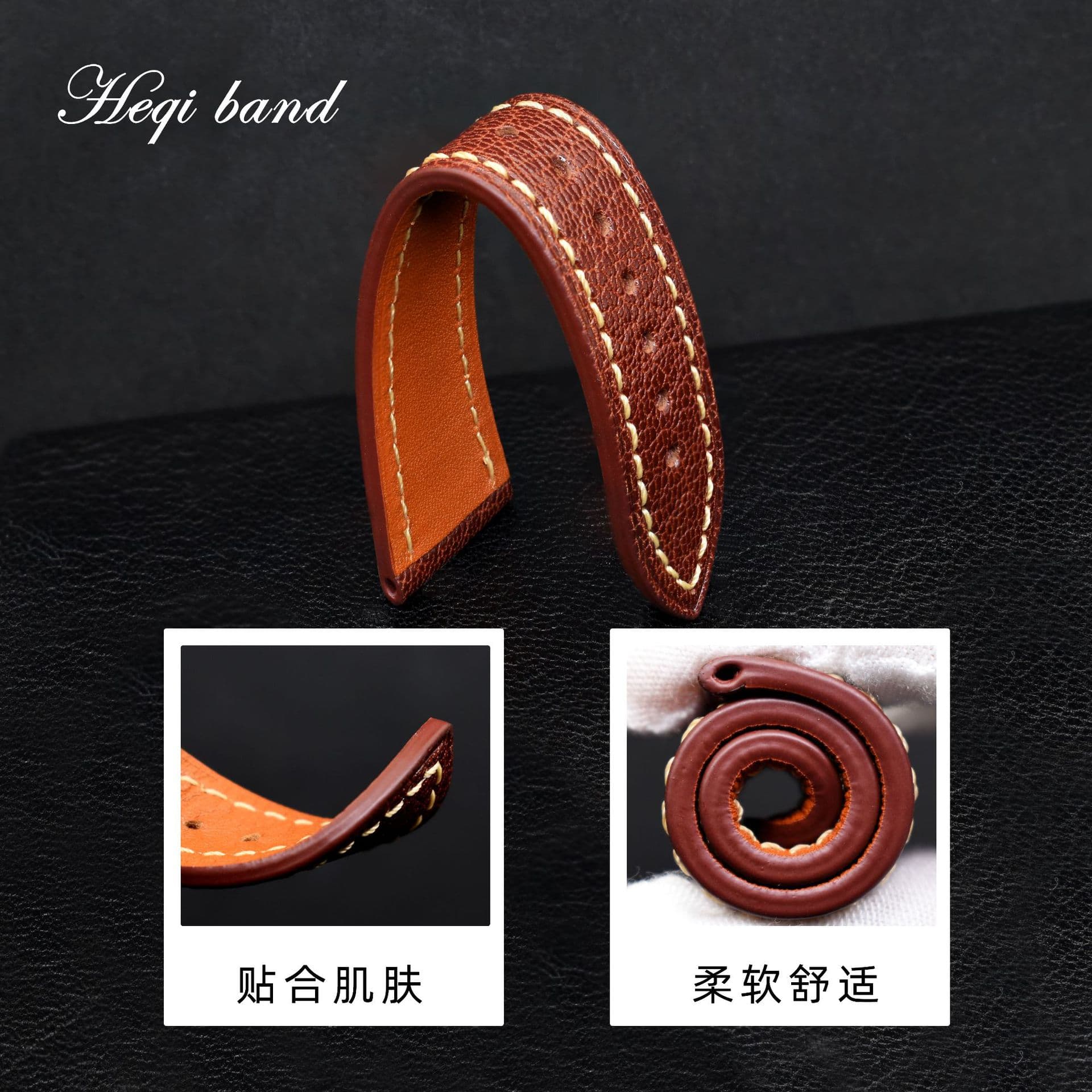 Suitable for Apple watch strap iwatch genuine leather watch strap stainless steel butterfly buckle Apple connector goat leather watch strap