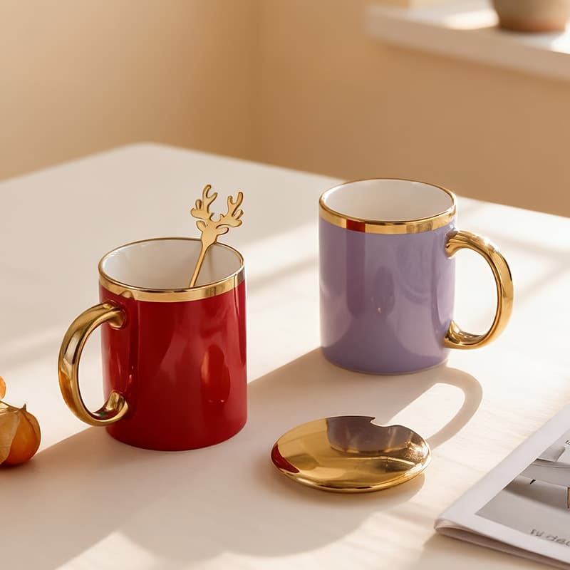 Creative electroplated gold-painted ceramic mug, light luxury and good-looking, home office afternoon tea souvenir coffee cup