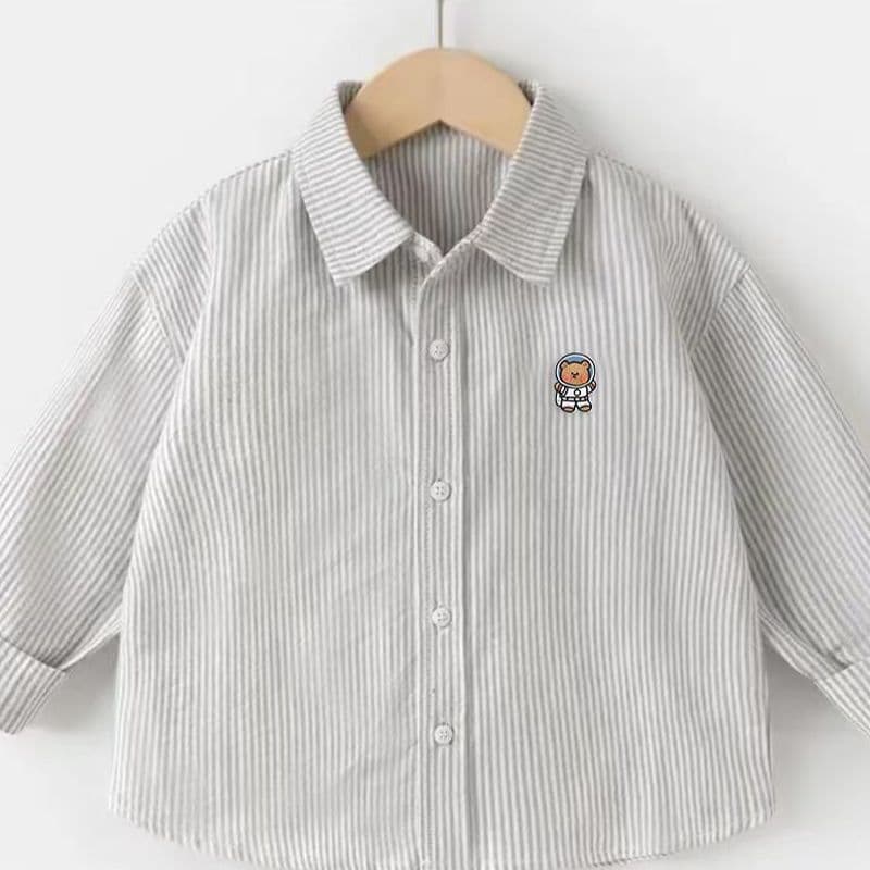 2025 New Style Boys' Long-Sleeved Casual Shirt, Spring and Autumn, Stylish Cartoon Cute Versatile Style