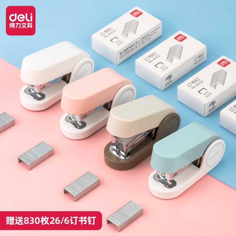 Deli TA201 Student Stapler Set with 830 Staples Mini Office Supplies Stapler Wholesale