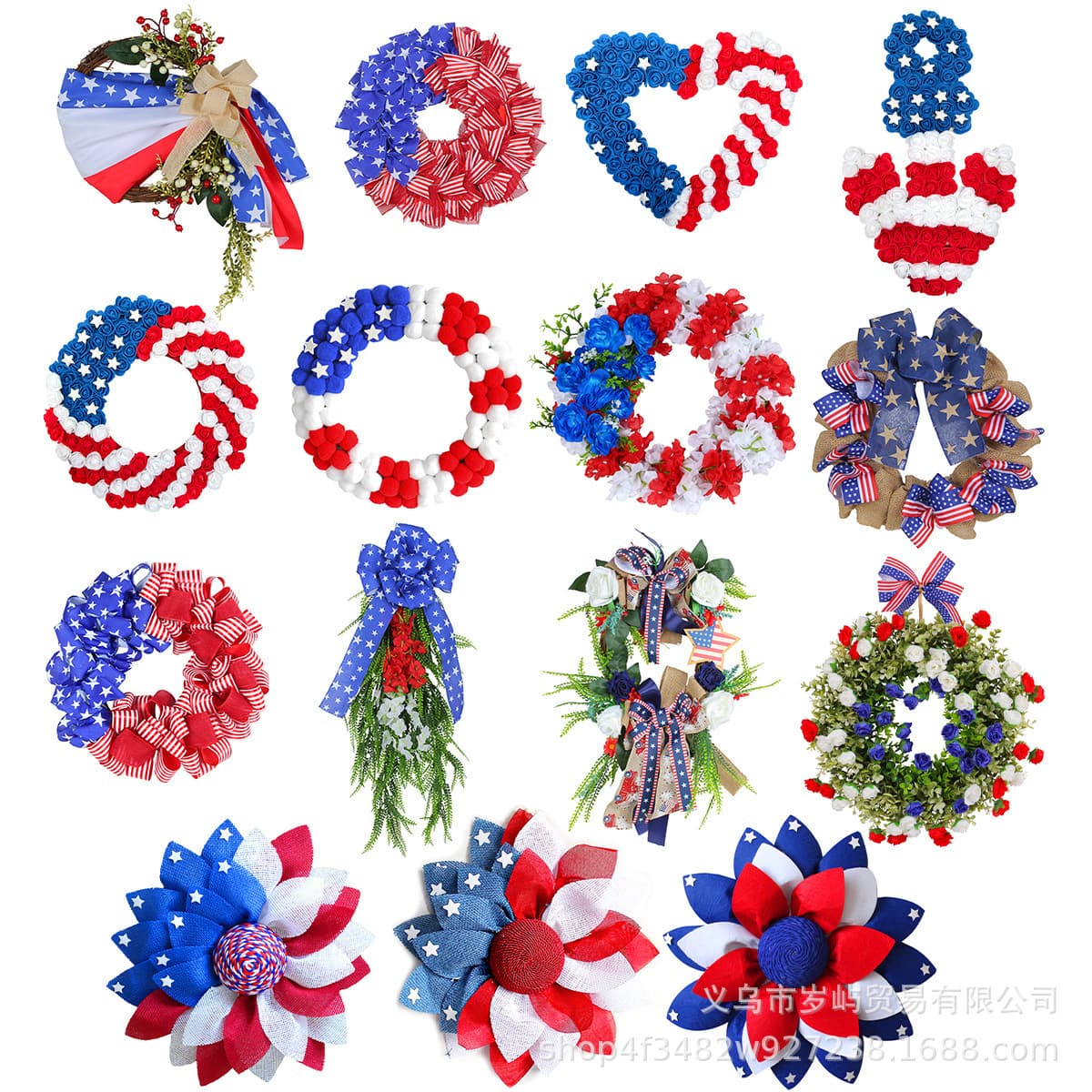 Independence Day Garland Entrance Door Outdoor Courtyard Decorative Flowers Wall Decorative Flowers Wholesale Independence Day Yard Flower Arrangement