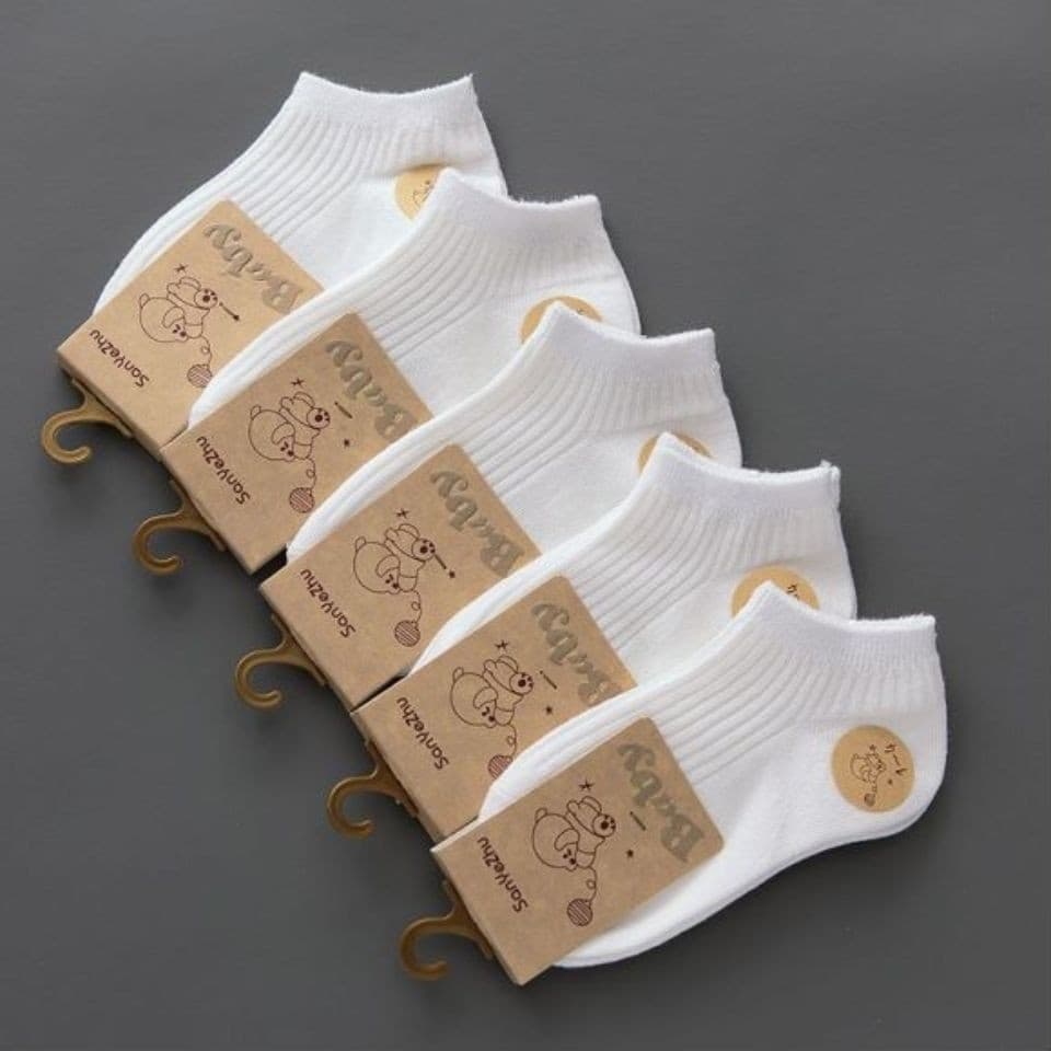 Children's White Socks 100% Pure Cotton Spring Summer Thin Ankle Socks School Primary Student Breathable