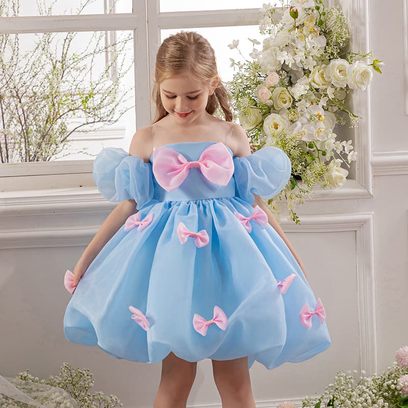 Cross-Border Exclusive Supply of Girls' Puffy Princess Dresses, Host Piano Performance High-End Birthday Dresses, Little Flower Girl Gowns