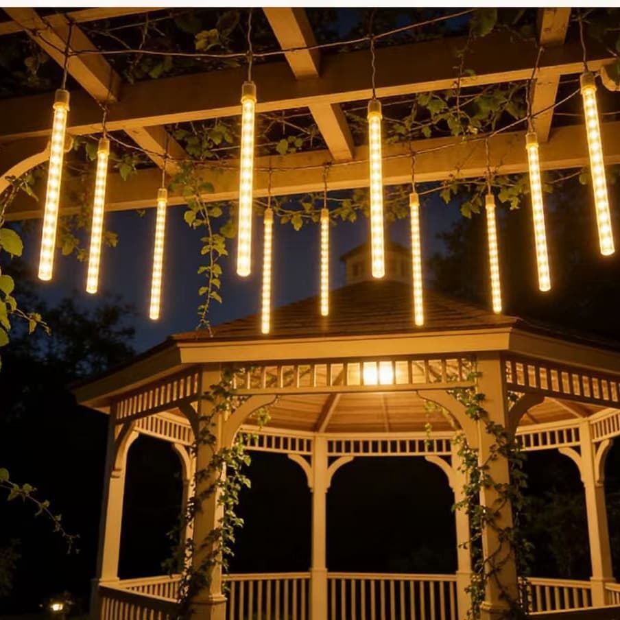 Factory Stock Meteor Shower Light String Outdoor Waterproof Solar Festival Decorative Lights for Garden Tree Hanging
