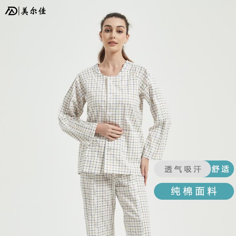 Hospital Patient Pajamas Cotton Polyester Easy On/Off Men's Women's Shirt Nursing Home Pants Long/Short Sleeve Workwear