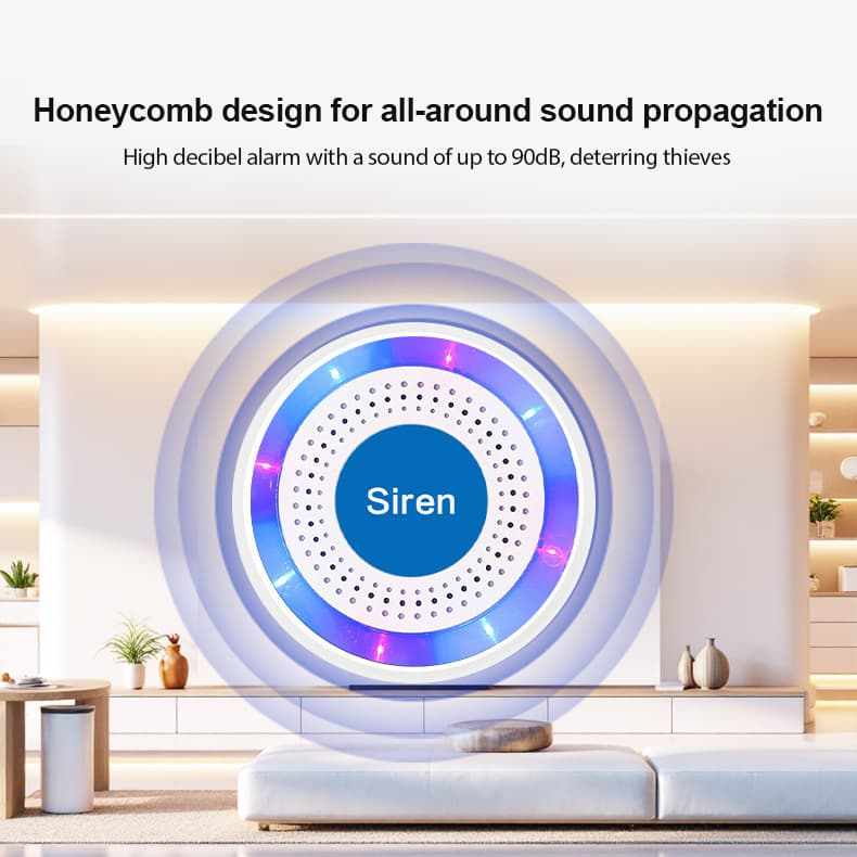 433MHz Wireless Alarm Siren Indoor/Outdoor Audible & Visual Alarm with Network Alert Anti-Theft Loud Volume