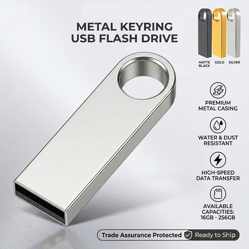 Metal USB Flash Drive 16G 32G Factory Wholesale Printing Trademark High Speed Data Transfer Rate Customizable Design