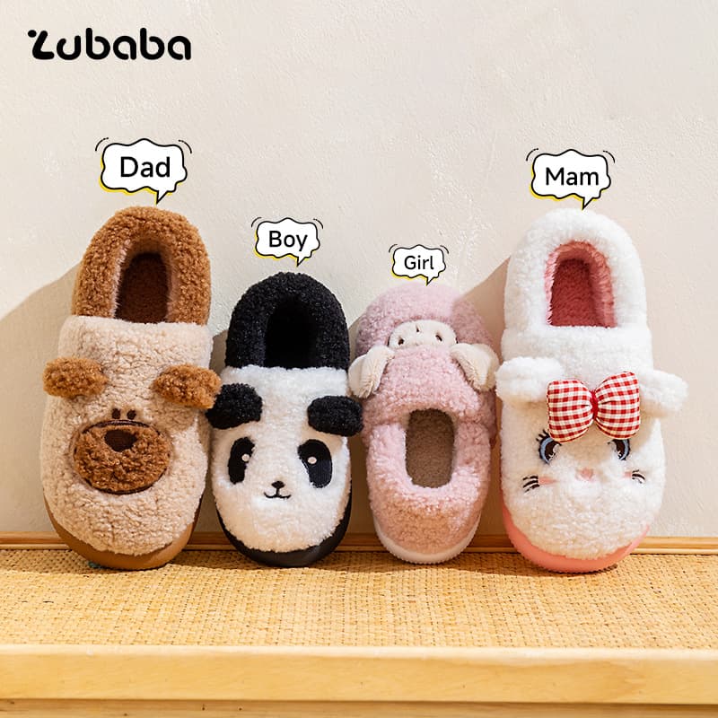 Children's cotton slippers, winter style, cartoon-themed, indoor, fleece-lined, closed-heeled, for medium and large children.