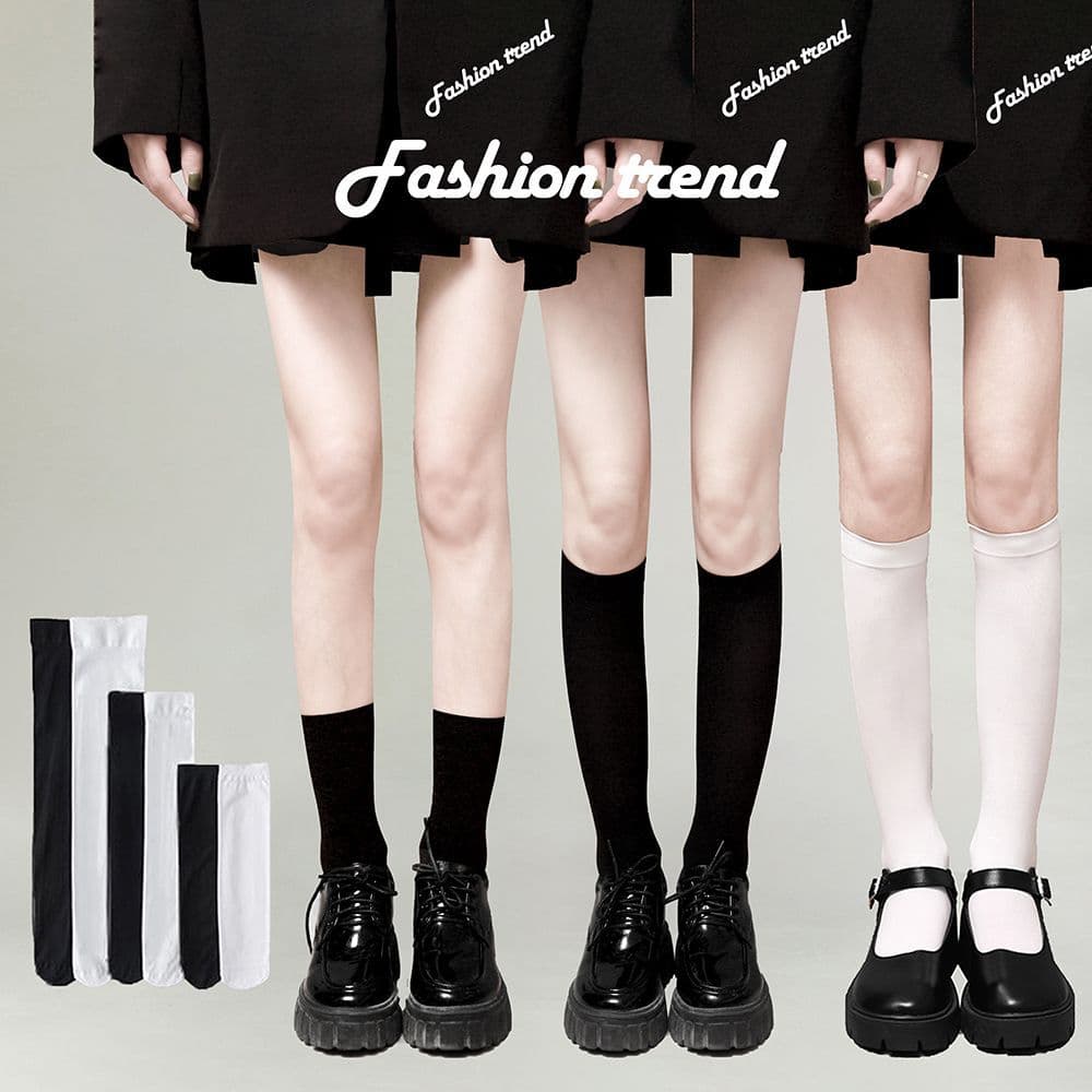 Calf Socks Summer Thin Pressure Black Socks Slimming JK High Pressure Mid-Calf Socks Ins Korean Japanese Style Long Socks