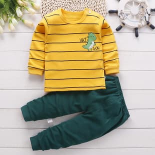 Children's Spring/Autumn Cotton Underwear Set - Boys and Girls Long Sleeve Top and Bottom Pajamas Homewear Wholesale