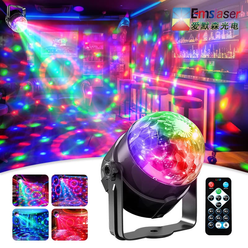 Dynamic Remote Control Mini Magic Ball Light Show Colorful Rotating KTV Strobe Light Speaker Voice Control Bar Room