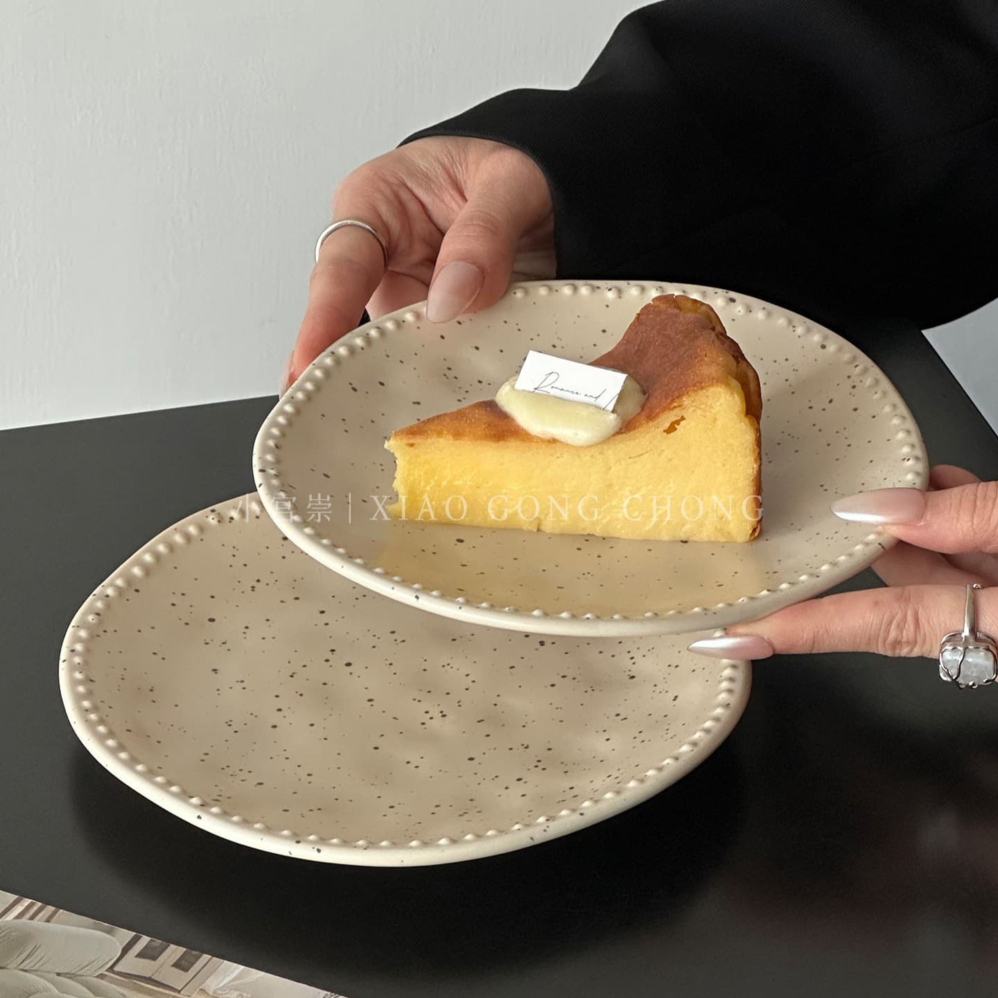 ins style ceramic dessert plate high appearance bead plate cake plate breakfast plate home beautiful plate splash ink plate
