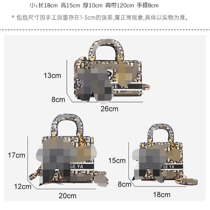 Crystal-Embellished Lady Dior Bag with Scarf, Spanish Export Best-Seller, Quilted Large-Capacity Handbag, Shoulder and Crossbody Bag for Women
