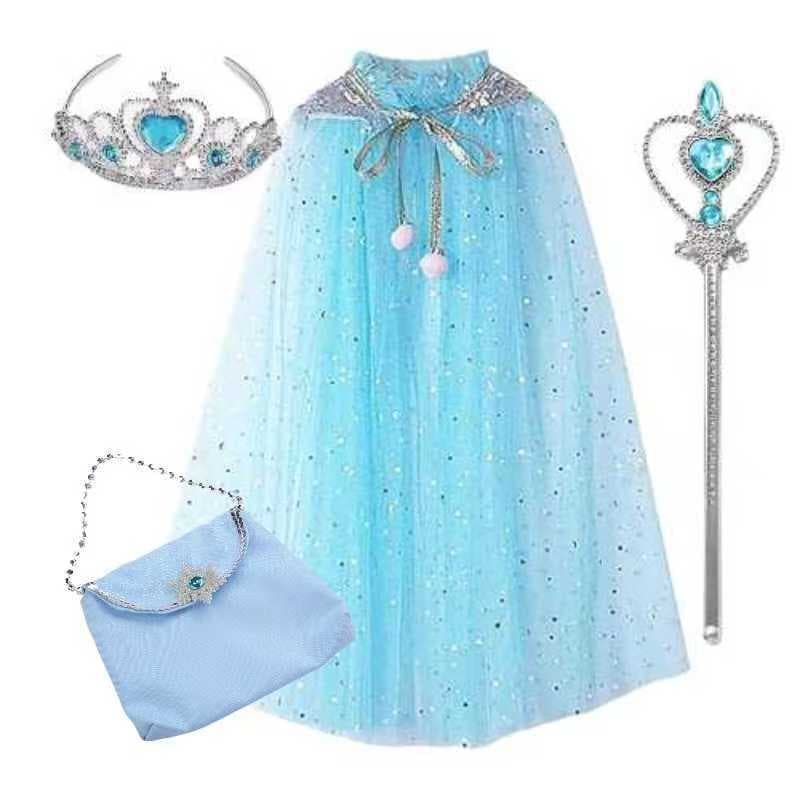 New Girls Frozen Elsa Anna Princess Cape Spring Costume Performance Cape Baby Birthday Elsa Cloak