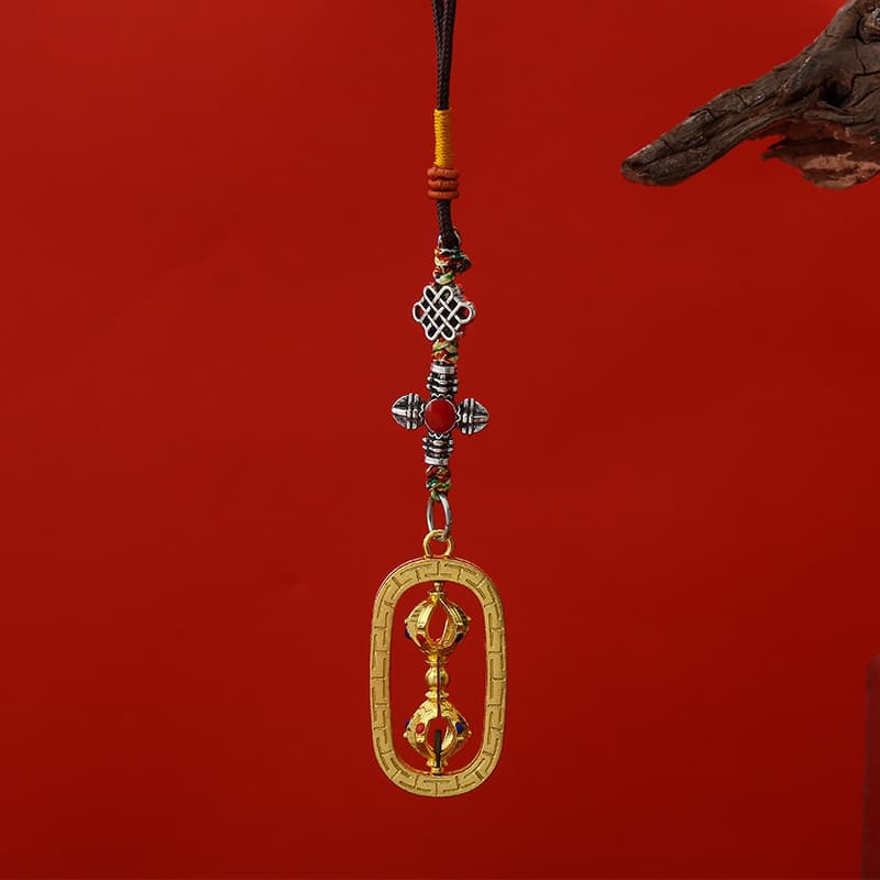 New Tibetan jewelry square frame vajra alloy bag keychain pendant pendant car decoration manufacturer wholesale