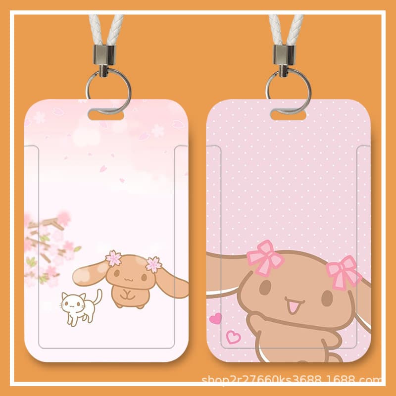 Mocha Cinnamoroll Student Sliding Cover Card Case for Meal Cards, Bus Cards, ID Cards, Access Control, Campus Cards