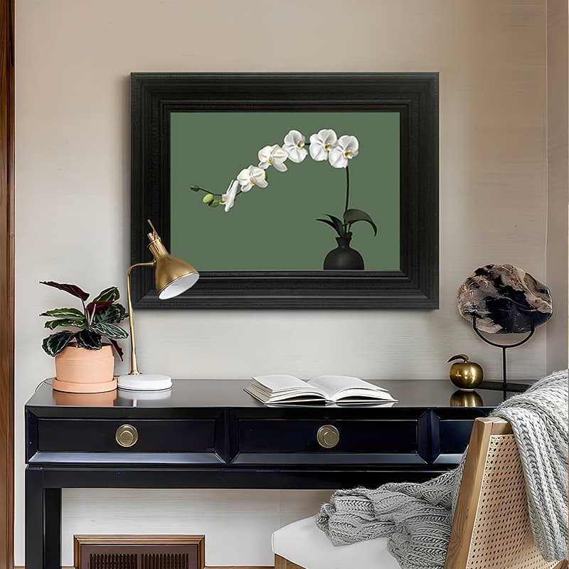 "Phalaenopsis" Medieval style living room decoration painting Zen flower restaurant mural light French retro bedroom hanging painting