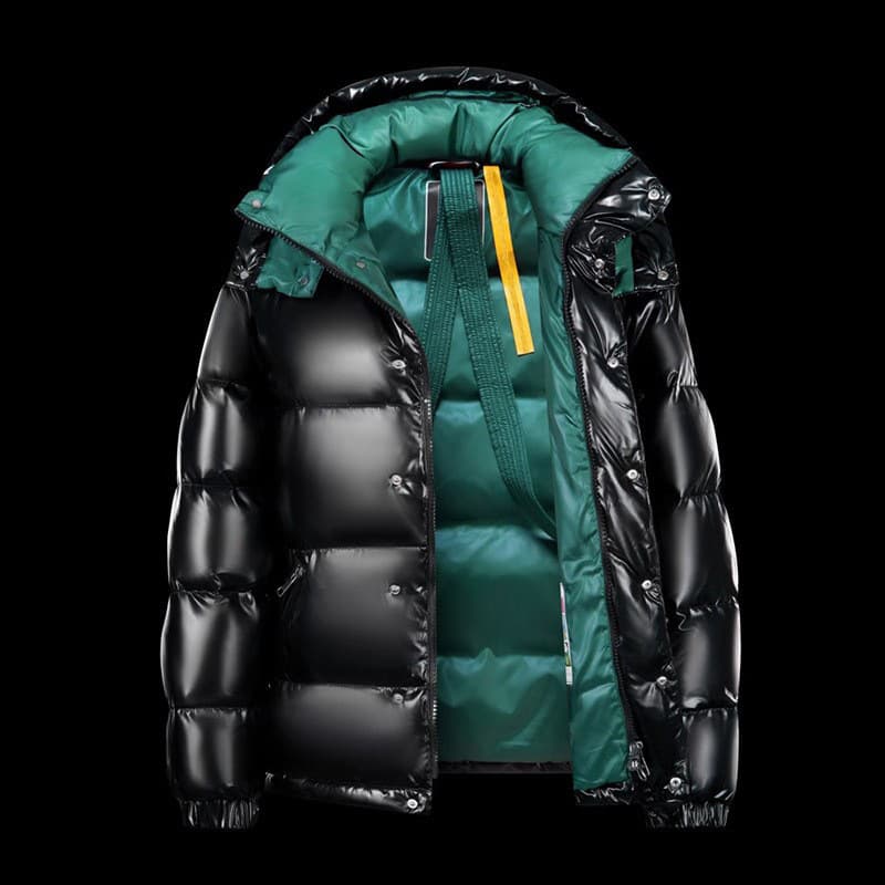 2025 new style men's white duck down down jacket men's warm trendy brand glossy short thickened hooded coat green