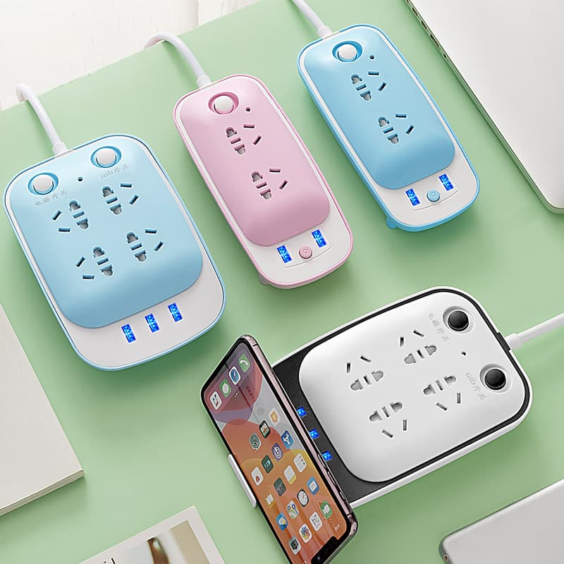 High-Power Multi-Port Smart USB Charging Power Strip with Child Safety Shutter, Switch, and Wall-Mountable Design