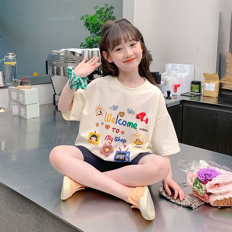 Girls Short Sleeve T-Shirt Summer New Trendy Kids Clothing for Older Children Half Sleeve Children's Summer Top Fashion