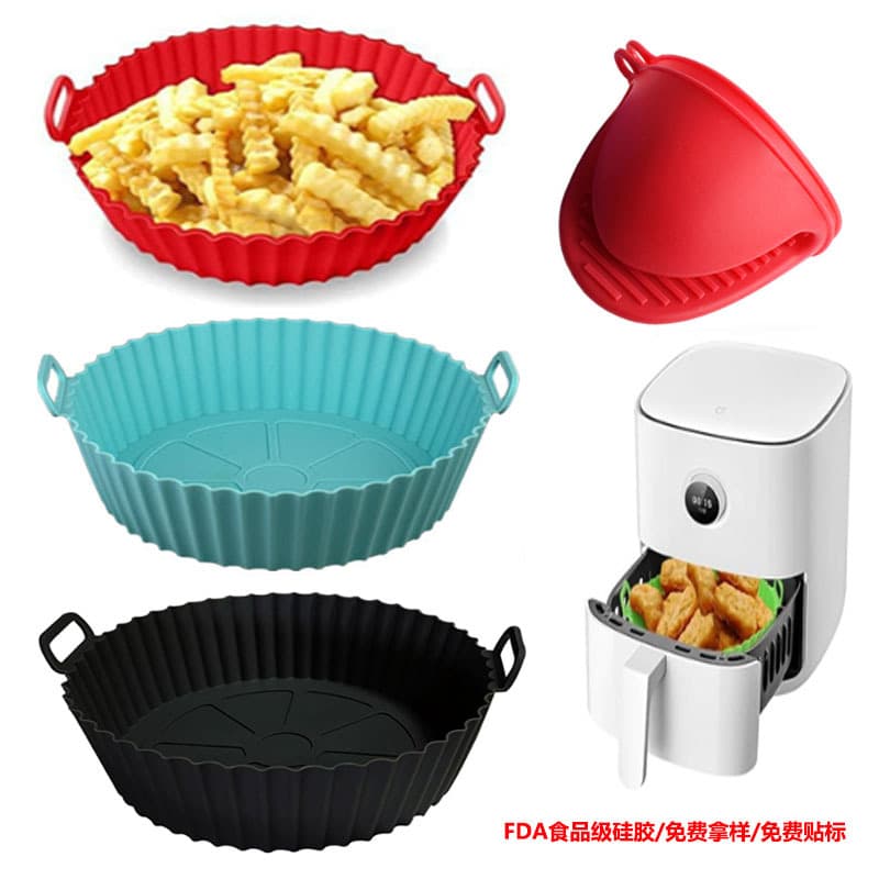 Air Fryer Baking Tray Silicone Mat Food-Grade Silicone Baking Mat Square Round Air Fryer Silicone Baking Tray