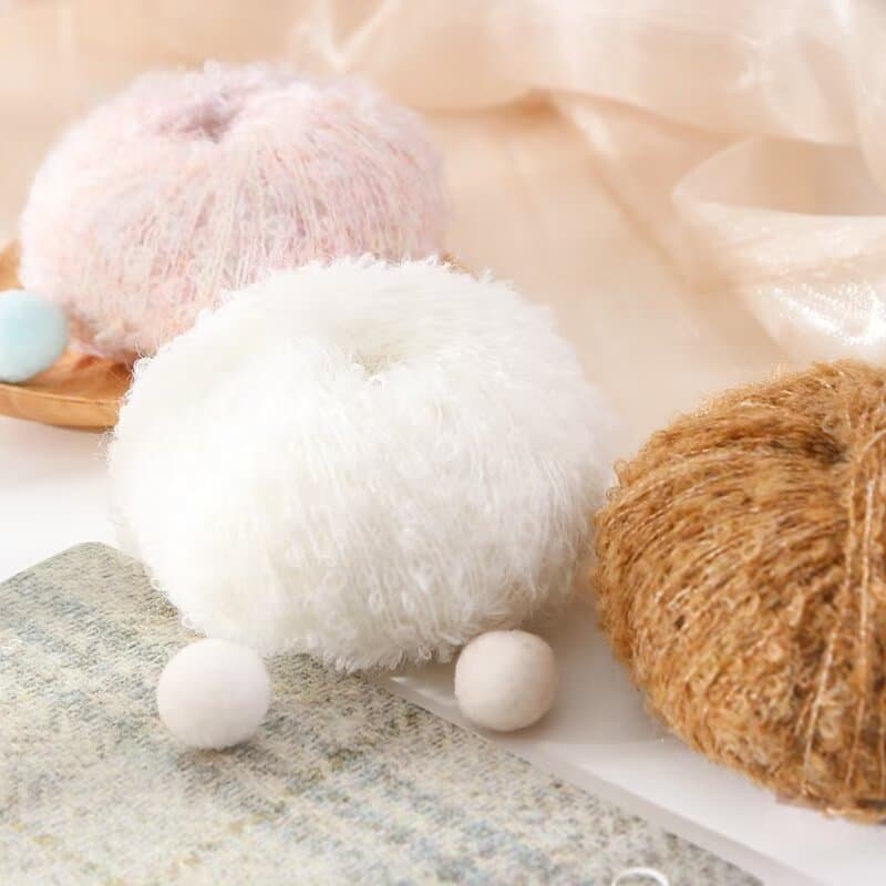 Wool loop yarn ball for hand knitting DIY kit, crochet hook and knitting needle for dolls, scarves, and sweaters