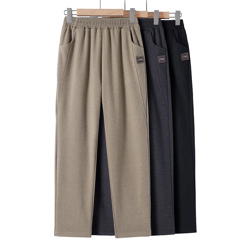 Middle-aged and elderly women's trousers, autumn and winter velvet thickened straight pants, middle-aged mothers' new elastic high-waisted women's casual trousers