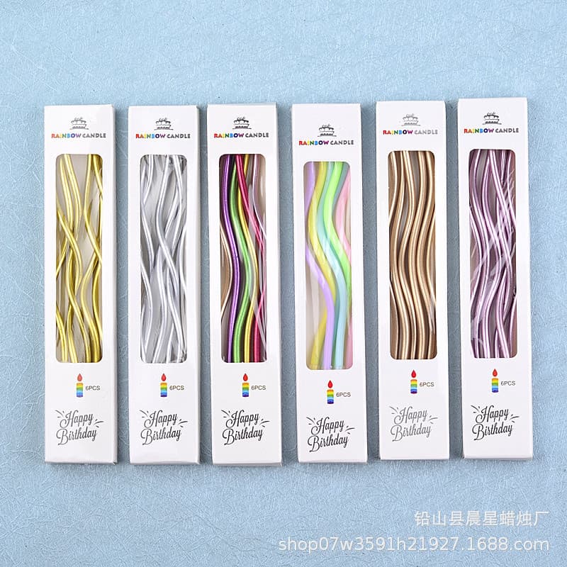 Birthday Curved Candle Colorful Gold Silver Twist Thread Candle Cake Curved Candle